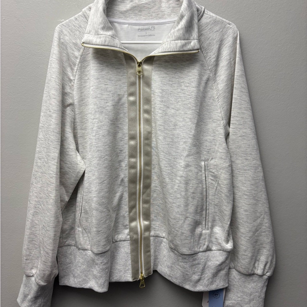 ACEGOLFS UltraSoft Long Sleeve Trimmed Jacket Light Grey Size L